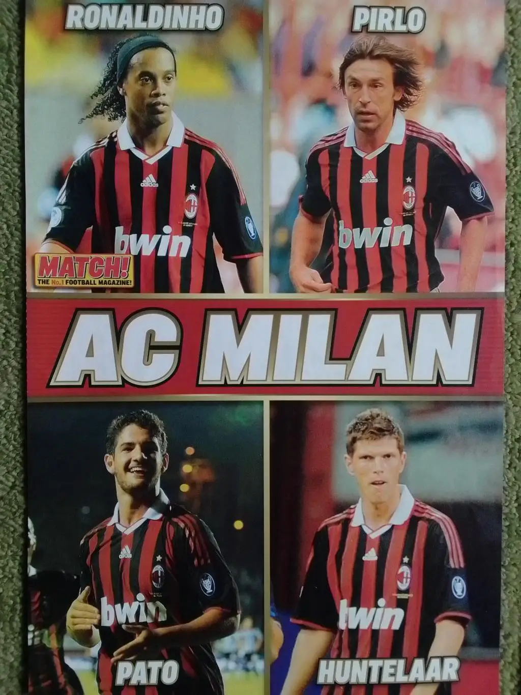 AC MILAN - РОНАЛЬДИНЬО, ПИРЛО, ПАТО. ХУНТЕЛАР. (29.5 х 20 см.) Оптом скидки 30%! 1
