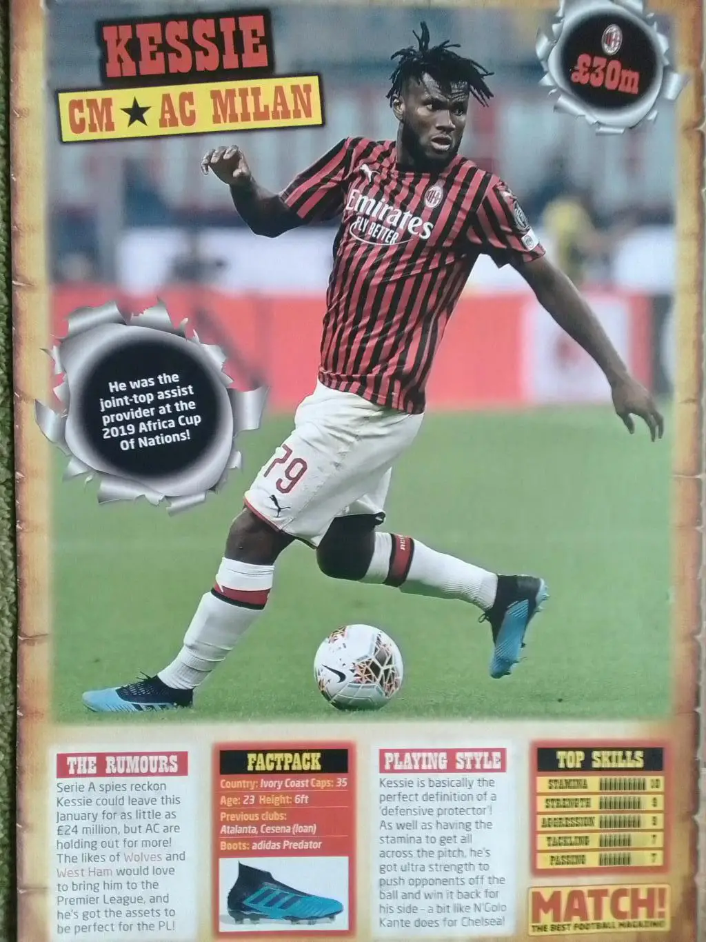 AC MILAN. МИЛАН - KESSIE./ MURIQI -ФЕНЕРБАХЧЕ (20 х 30 см.) Оптом скидки 35%!