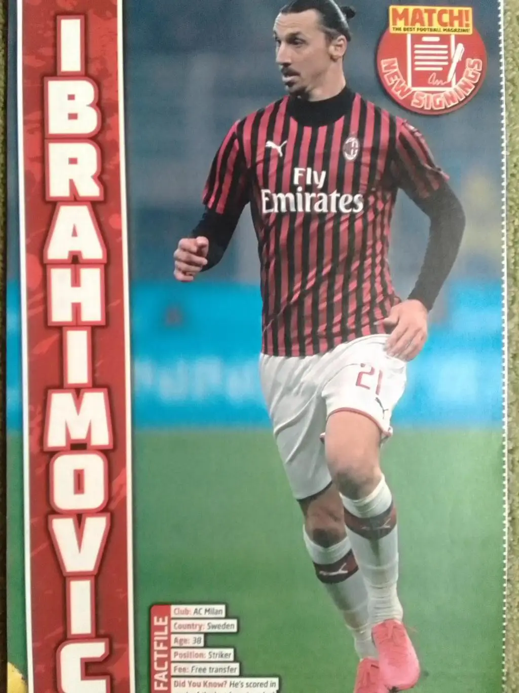 AC MILAN. МИЛАН - IBRAHIMOVICH / ИБРАГИМОВИЧ (20 х 30 см.) Оптом скидки 35%!