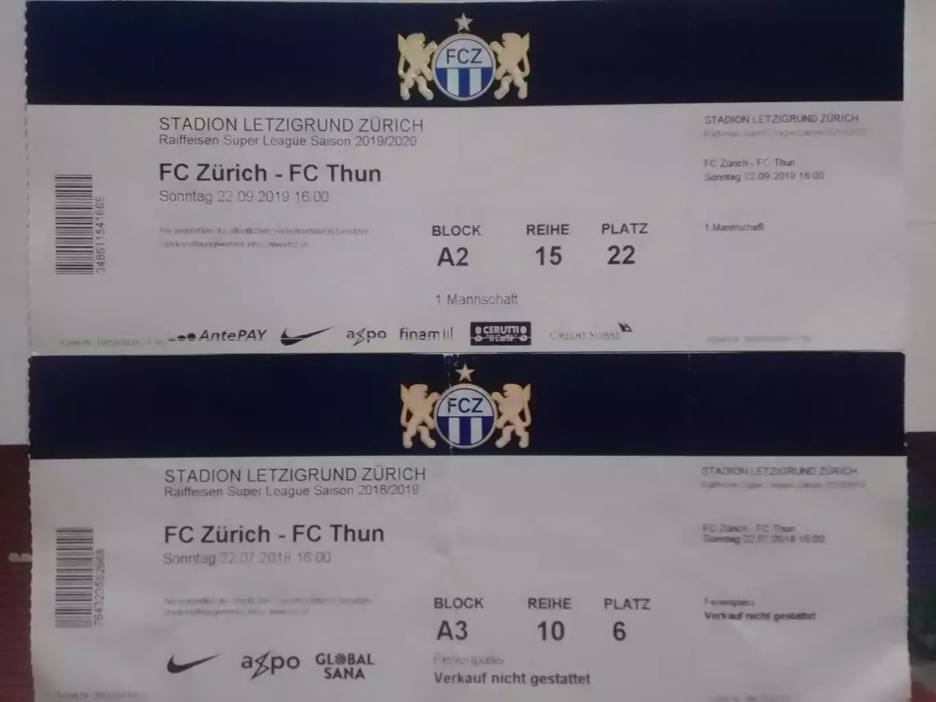 FC Zurich ЦЮРИХ Швейцария - FC Thun 22.07.2018. Оптом скидки до 30%!