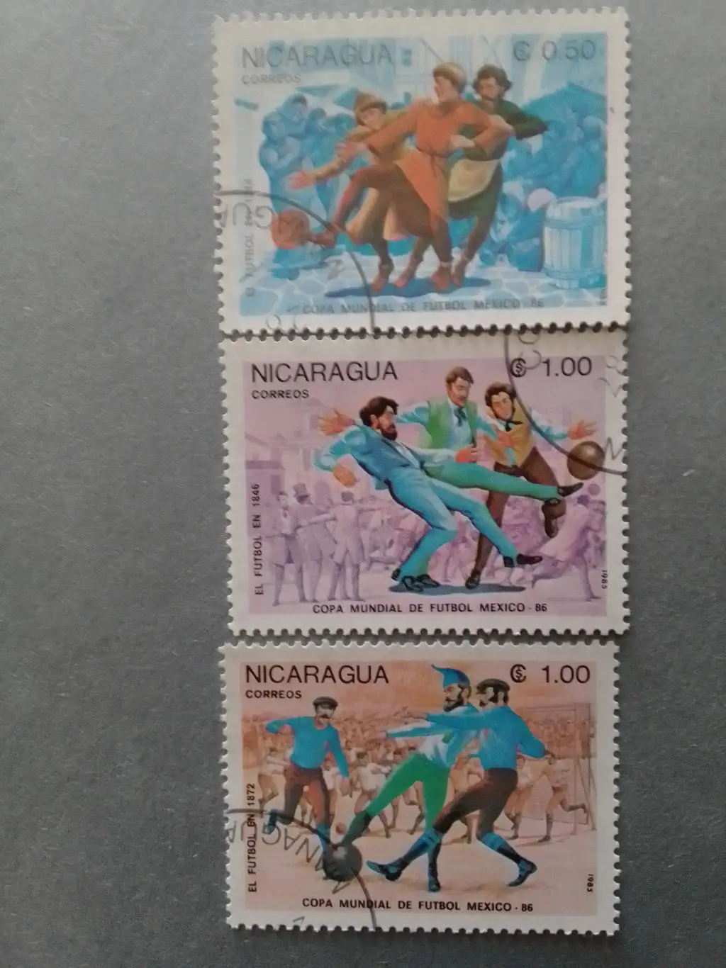 Никарагуа 1986 № 2620-22 ЧМ по футболу в Мексике -3 марки (гаш) Оптом скидки 50%