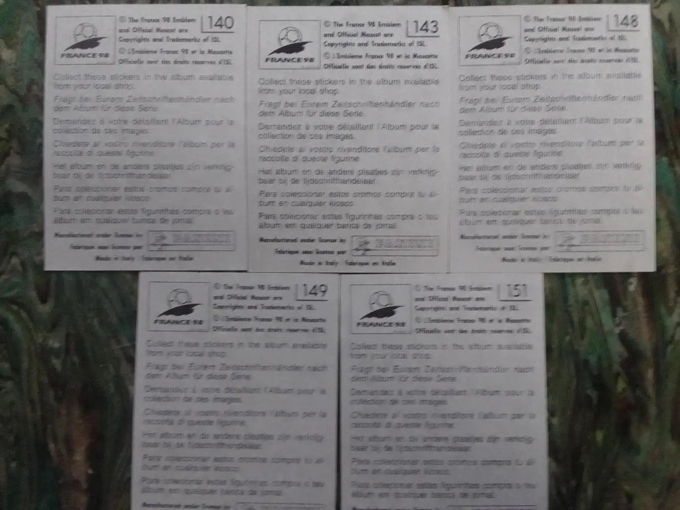 Наклейка Паннини Франция ЧМ 1998. АВСТРИЯ № 140.-3.-8.9.151 Оптом скидки до 33% 1