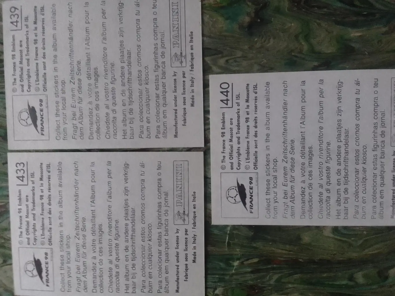 Паннини Франция ЧМ 1998. РУМУНІЯ. №431.433. 439. 440. Оптом скидки до 33% 3