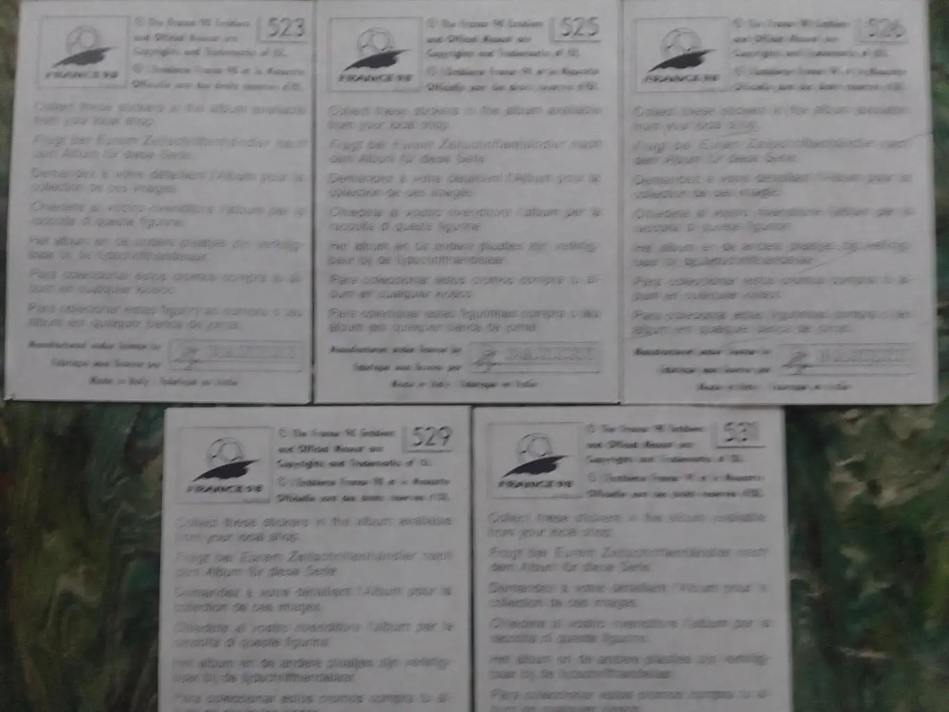 Паннини Франция ЧМ 1998. ЯПОНИЯ №523. 525. 526. 529. 531. Оптом скидки до 33% 1