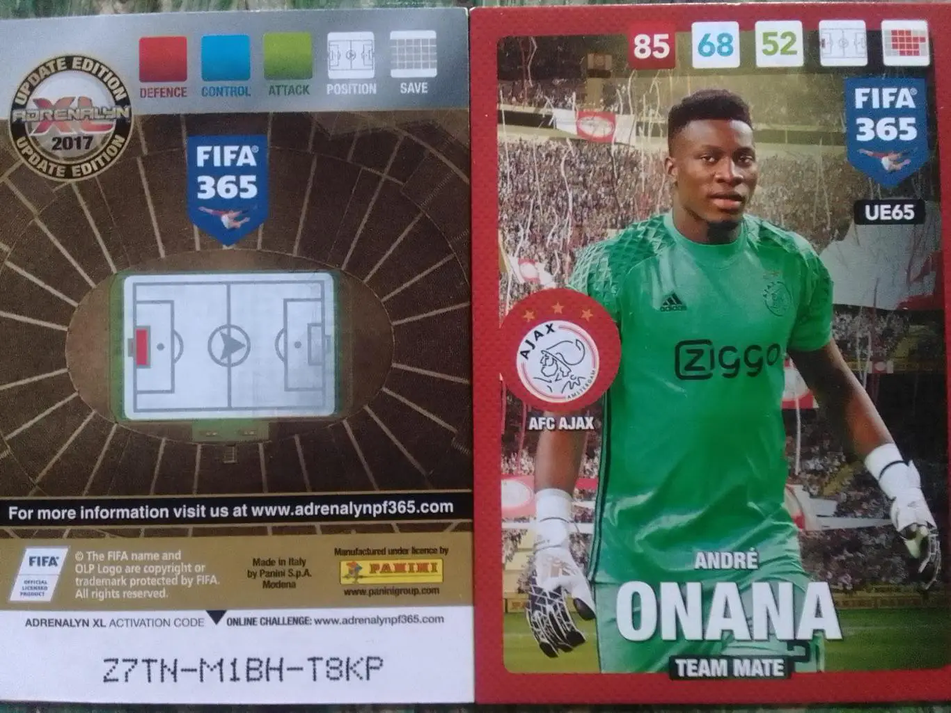 Карточка PANINI Andre ONANA./ Андре ОНАНА. АЯКС 2017. Оптом скидки 31%!с