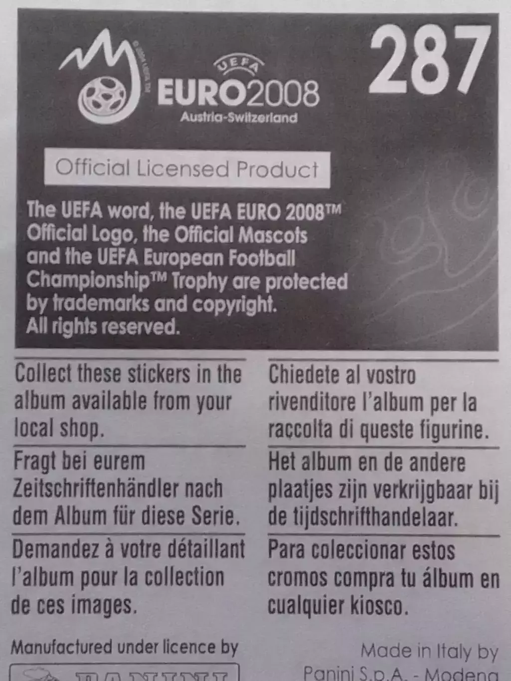 Наклейка Паннини 2008 Фабио КАННАВАРО. CANNAVARO. Раритет. Оптом скидки до 31% 1