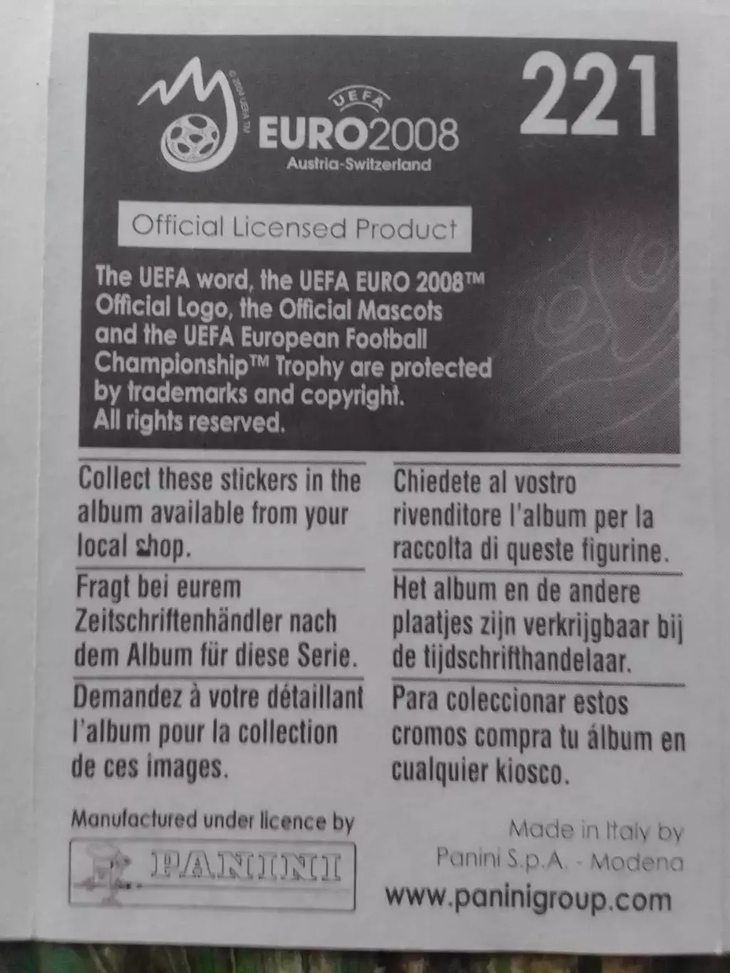 Наклейка Паннини 2008 Михаель БАЛЛАК Германия. Раритет. Оптом скидки до 31% 1