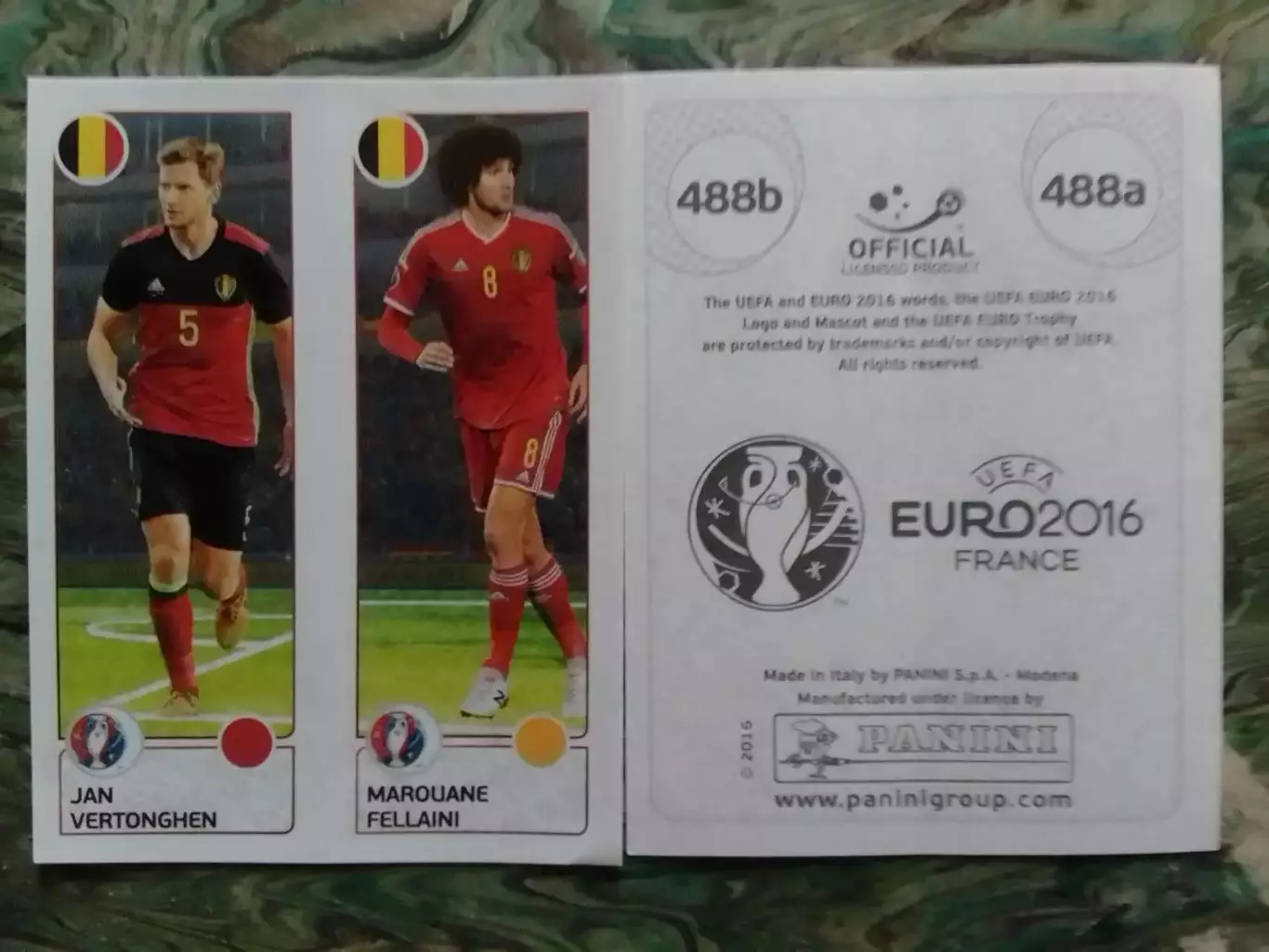 Наклейка Паннини 2016 Jan VERTONGHEN, M FELLAINI Бельгия. Оптом скидки до 31%