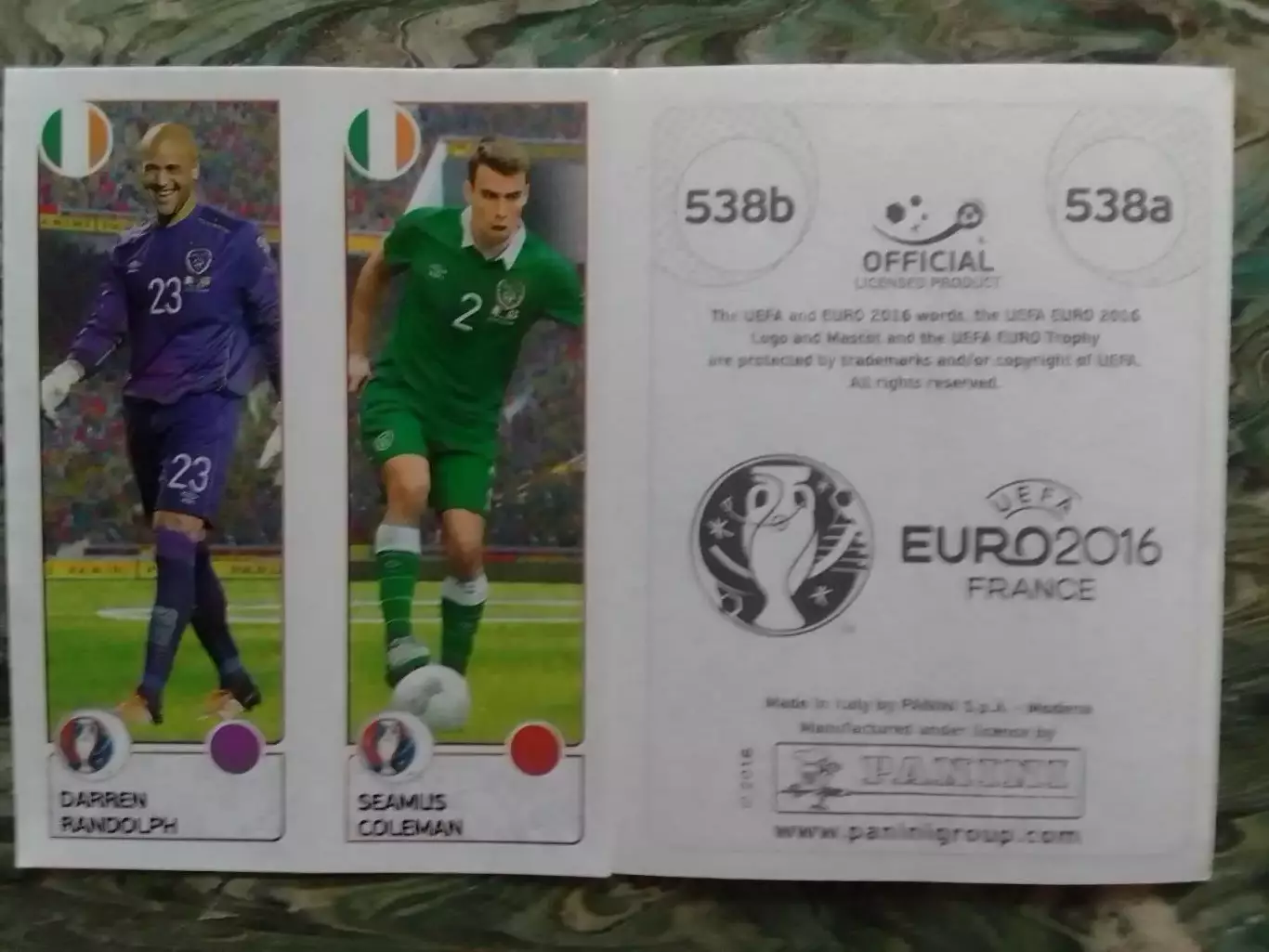 Наклейка Паннини 2016 D.RANDOLPH. S.COLEMAN Ирландия. Оптом скидки до 31%