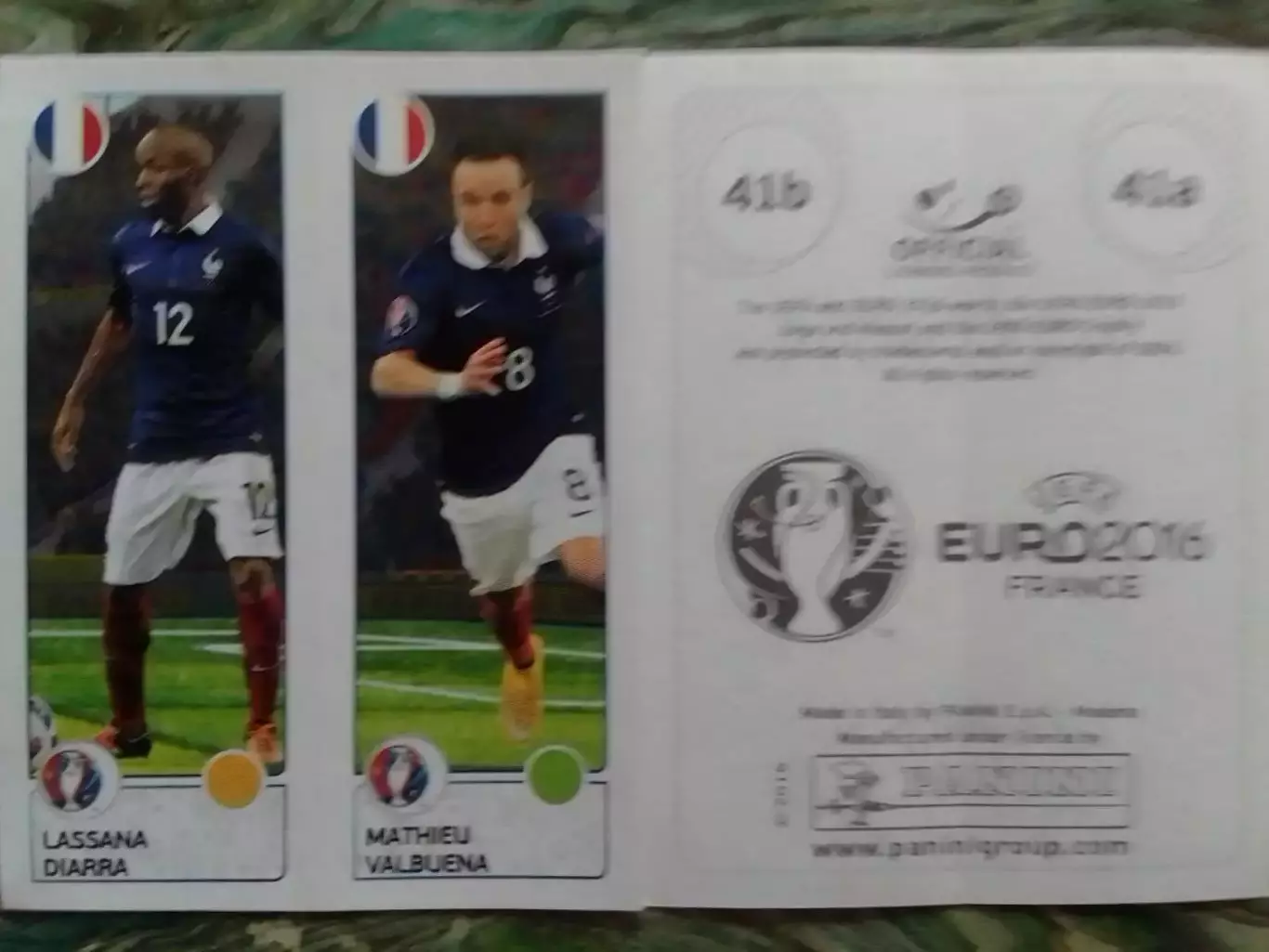 Наклейка Паннини EURO 2016. L.DIARRA. M.VALBUENA Франция. Оптом скидки до 31%