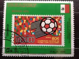 марка Парагвай 1988 №.4295. Чемпионат мира 1970. 5 Gs. гаш. Оптом скидки до 30%