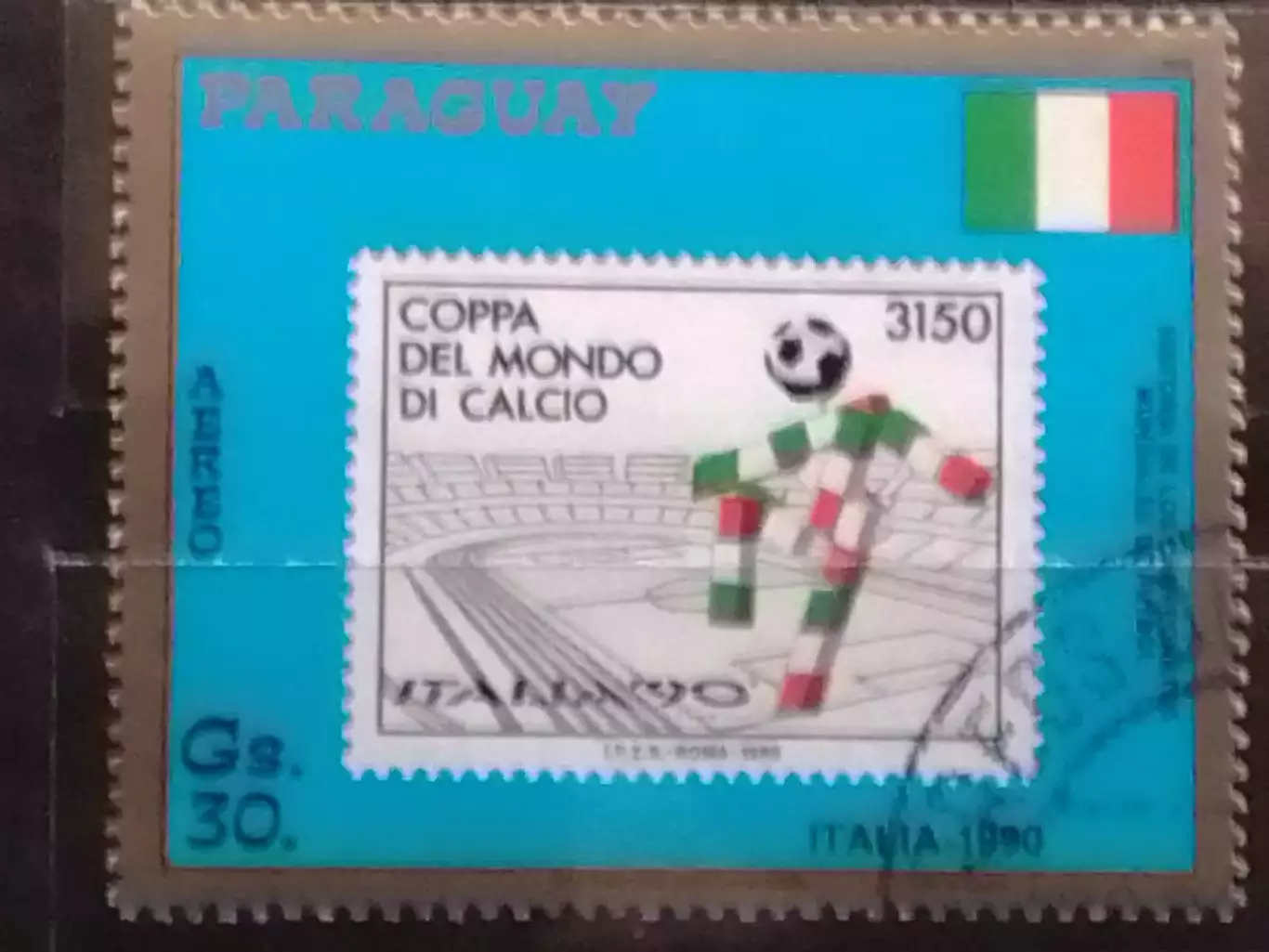 марка Парагвай 1988 №.4298. Чемпионат мира 1990. 10 Gs. гаш. Оптом скидки до 30%