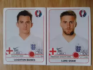 Наклейка Паннини. Luke SHAW England. Манчемтер Юн. EURO 2016 . Оптом скидки 30%