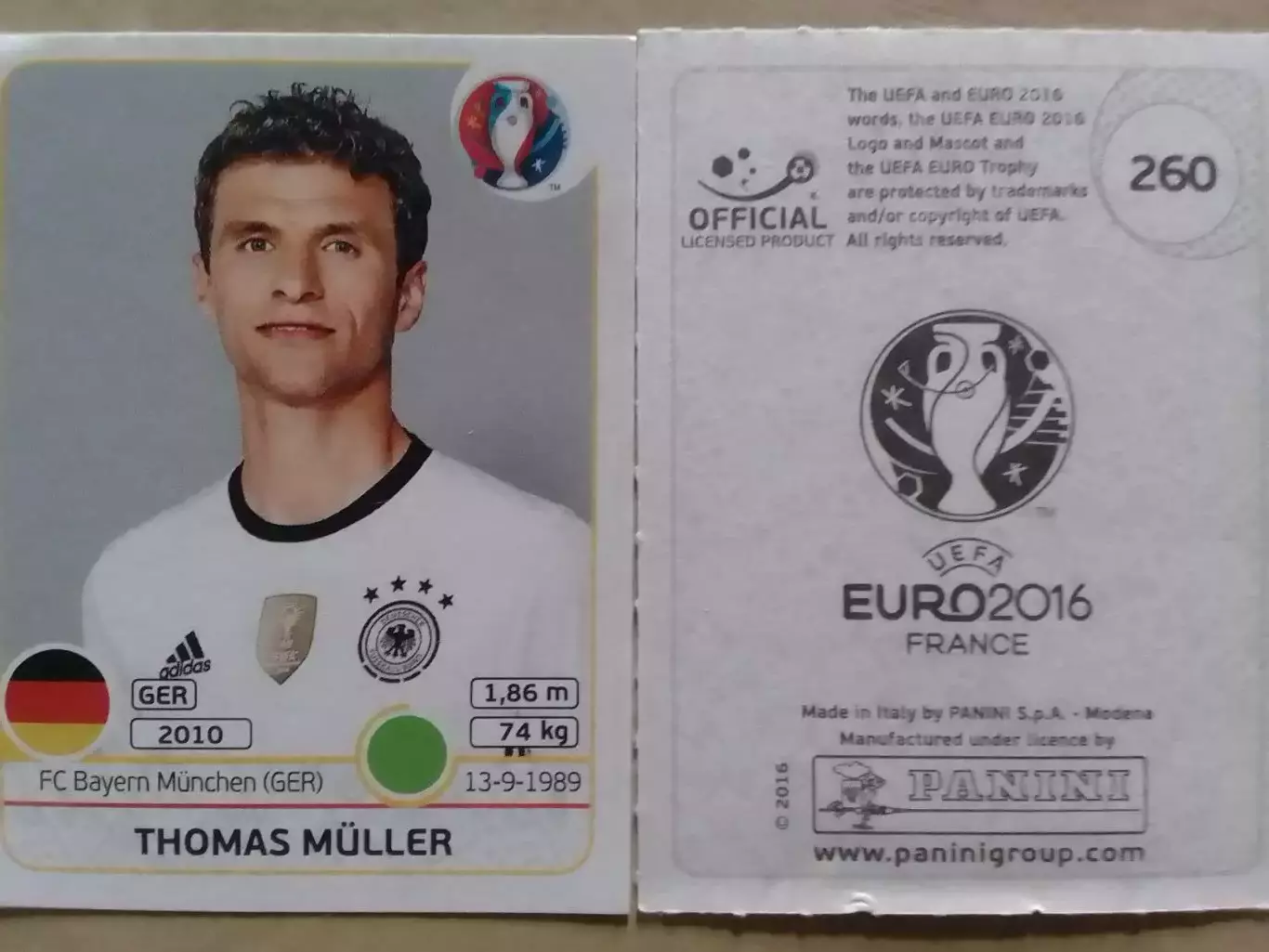 Паннини EURO 2016 MULLER Томас МЮЛЛЕР Германия. Раритет. Оптом скидки до 30%