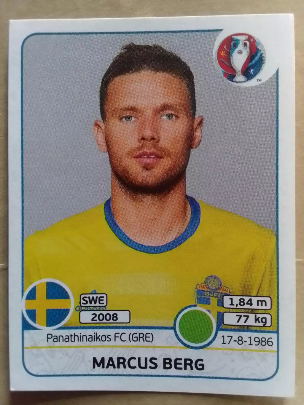 Наклейка Паннини. Markus BERG. Швеція. Панатинаикос. EURO 2016. Оптом скидки 30%