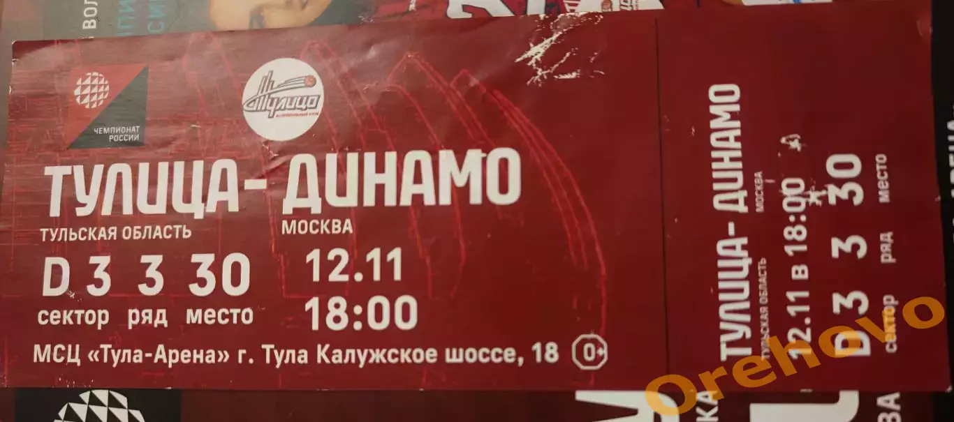 Тулица Тульская область - Динамо Москва 12.11.2023 + билет женщины 1