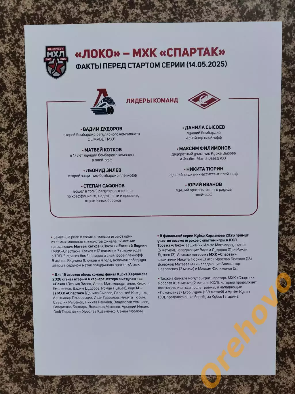 МХЛСпартак -ЛОКО сезон 2025/2026 финал 1