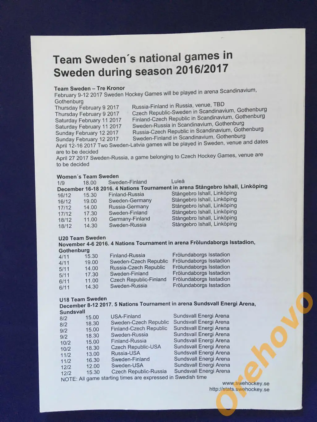 Хоккей Кубок мира 2016 медиа-гид Швеция 3