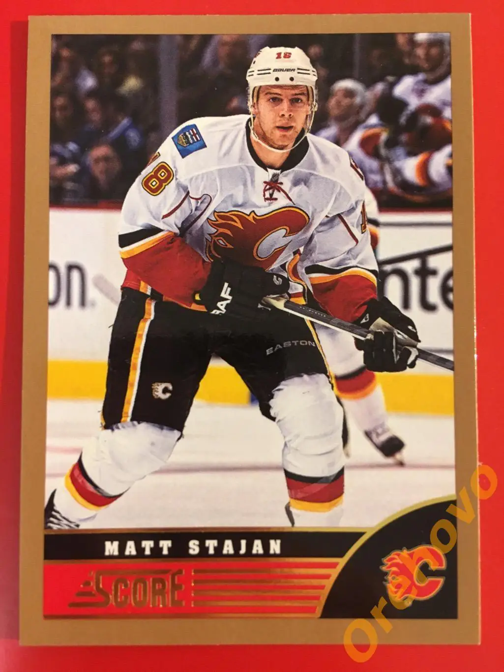MATT STAJAN Калгари No. 67 gold 2013-14 Score Panini