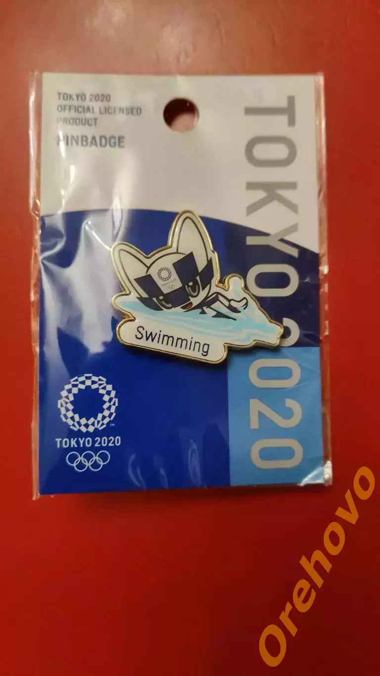 Значок Олимпийские игры 2020 плавание Токио Япония маскот( официальный/цанга)