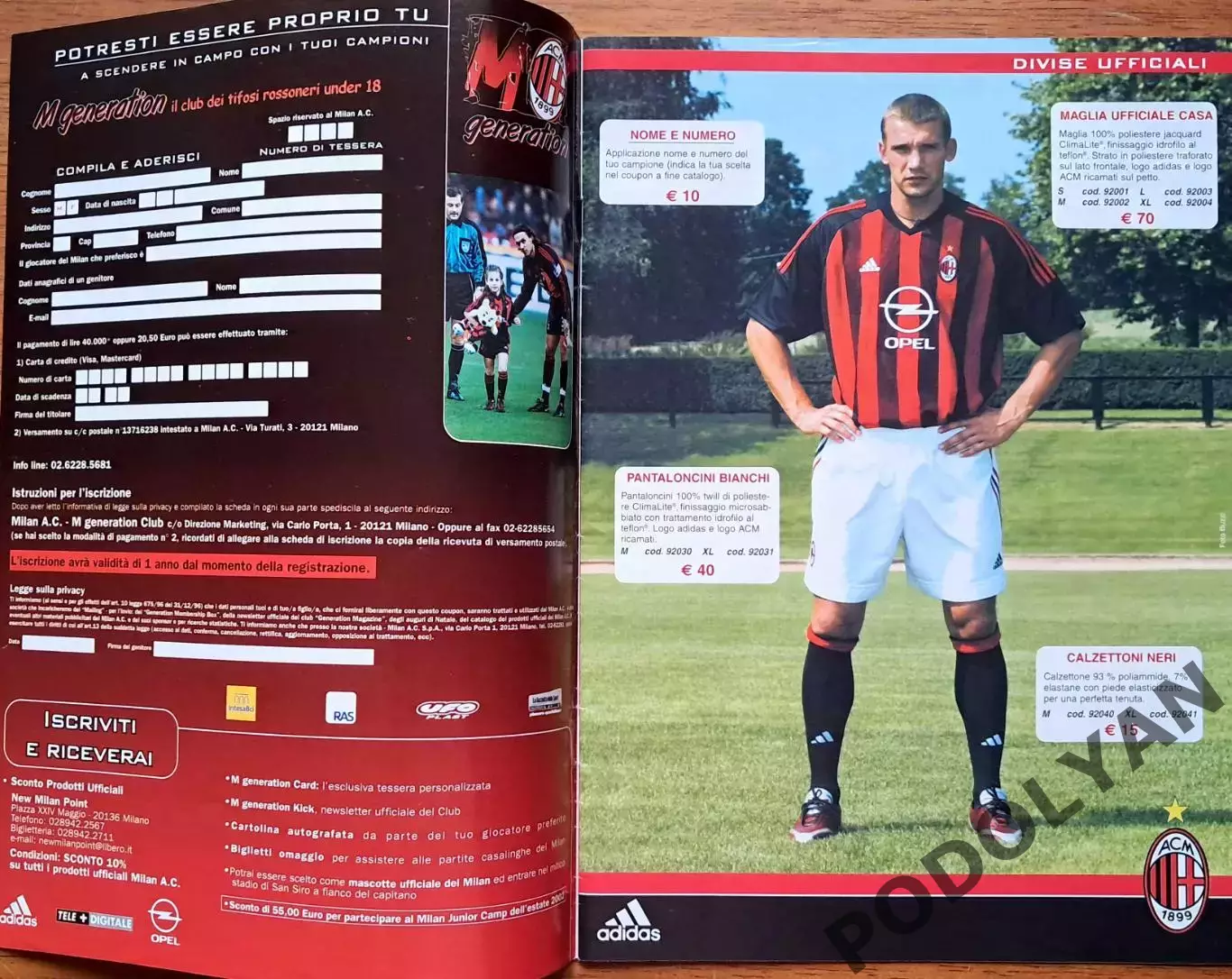 Футбол. Милан (Италия). Официальный каталог. 2002-2003. Андрей Шевченко. 1