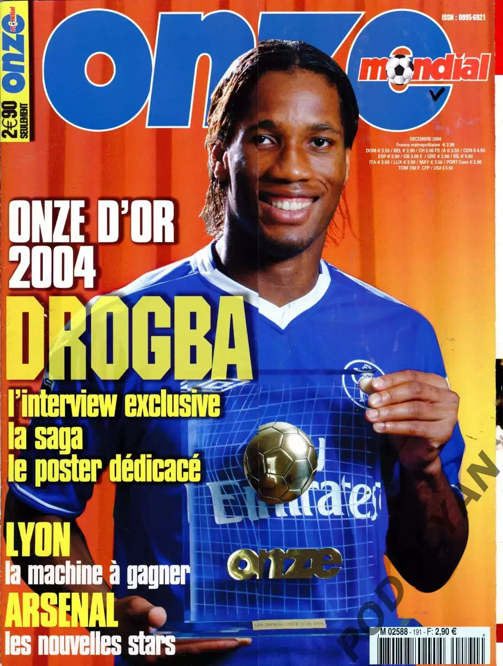 Футбол. Журнал ONZE Mondial (Франция). Декабрь 2004 г. Дрогба.