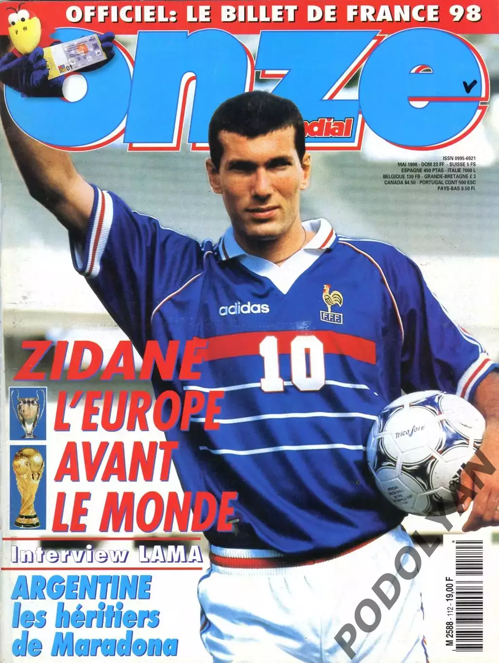 Футбол. Журнал ONZE Mondial (Франция). Май 1998 г. Чемпионат мира-1998.