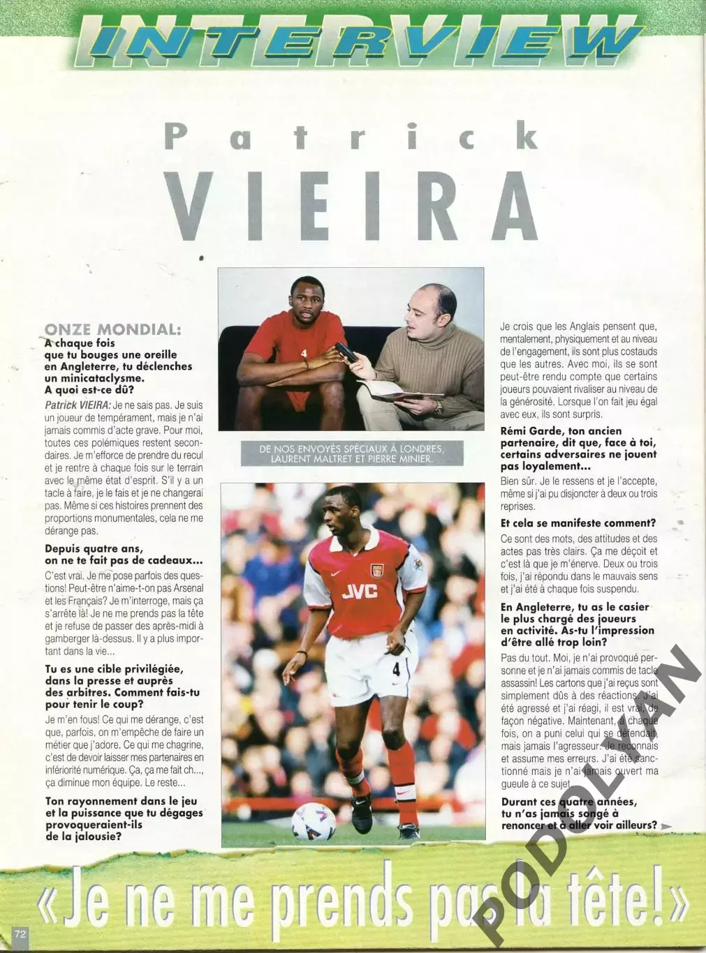 Футбол. Журнал ONZE Mondial (Франция). Январь 2001 г. Тотти, Неста, Виейра. 5