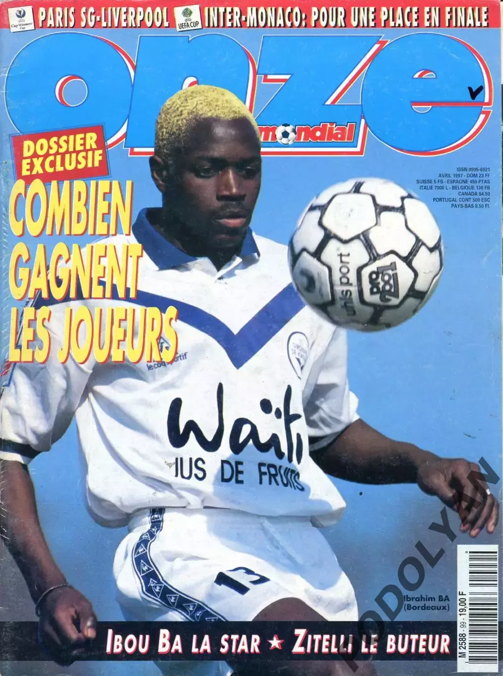 Футбол. Журнал ONZE Mondial (Франция). Апрель 1997 г. Италия, Рауль.