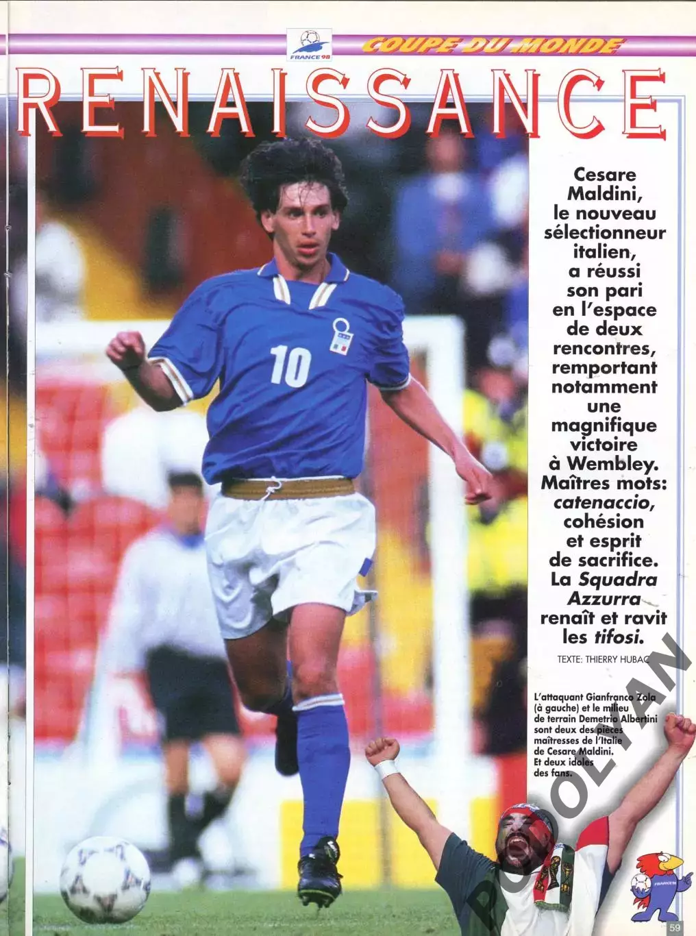 Футбол. Журнал ONZE Mondial (Франция). Апрель 1997 г. Италия, Рауль. 2