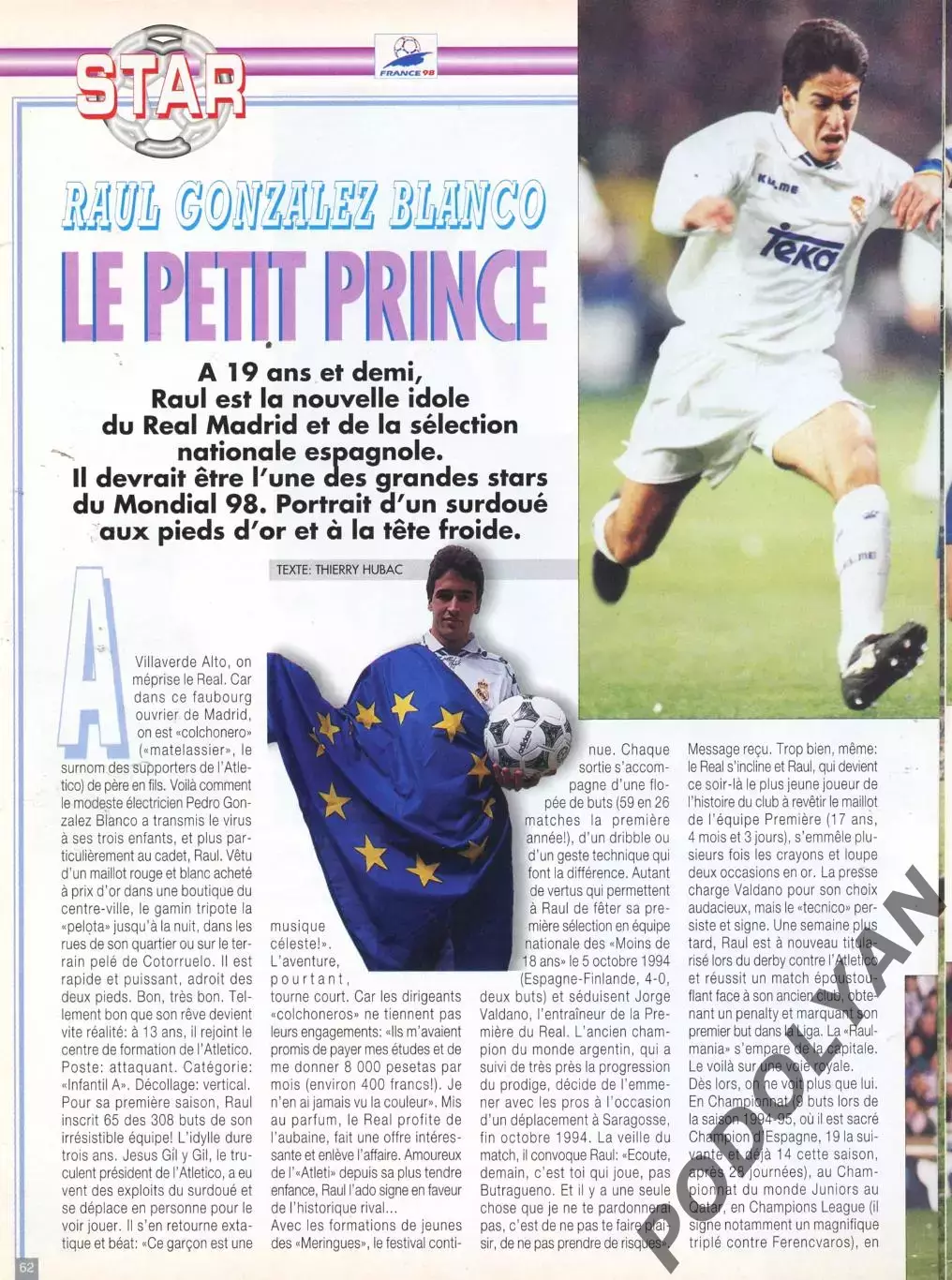 Футбол. Журнал ONZE Mondial (Франция). Апрель 1997 г. Италия, Рауль. 3