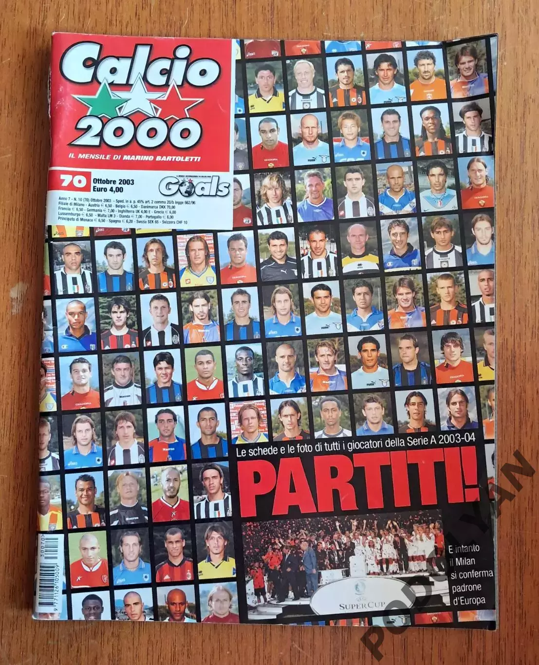 Футбол. Журнал Calcio 2000 (Итал). Октябрь 2003. Все игроки Серии А 2003-2004.