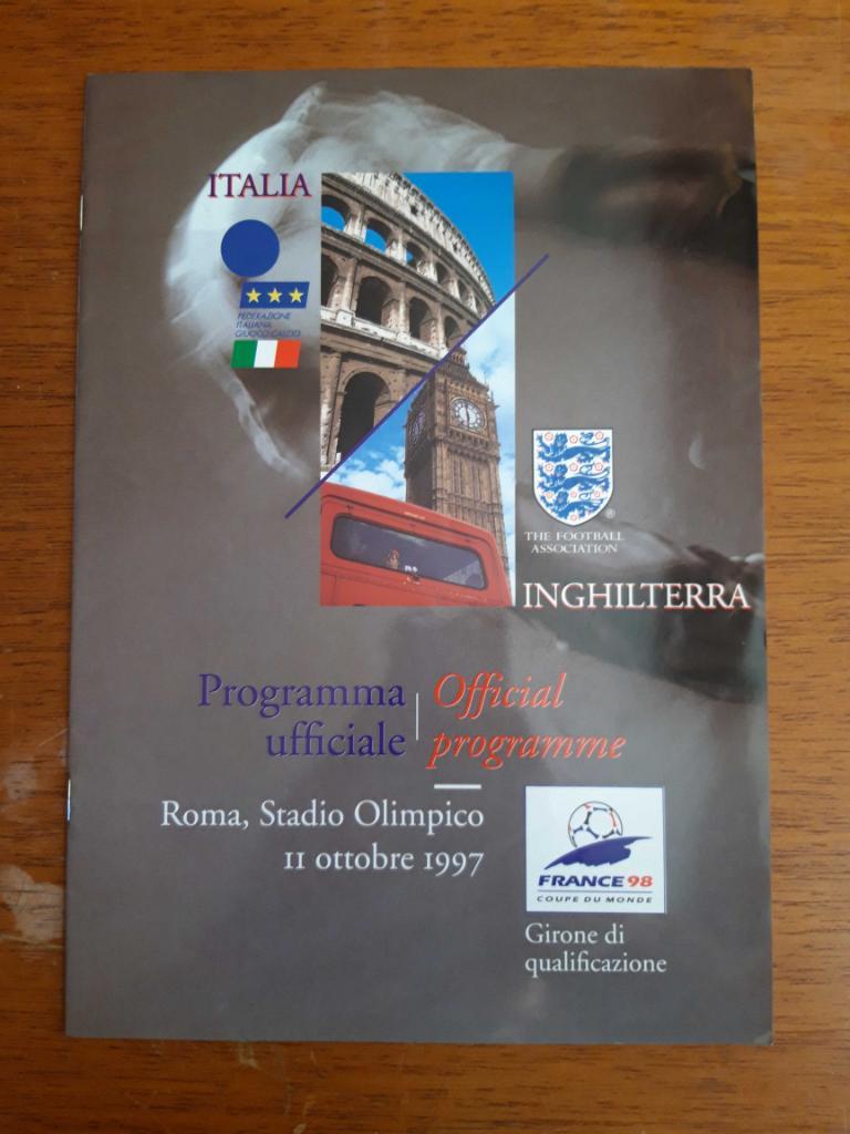 Футбол. Программа. Италия - Англия. 11.10.1997. Плей-офф отбора ЧМ-1998