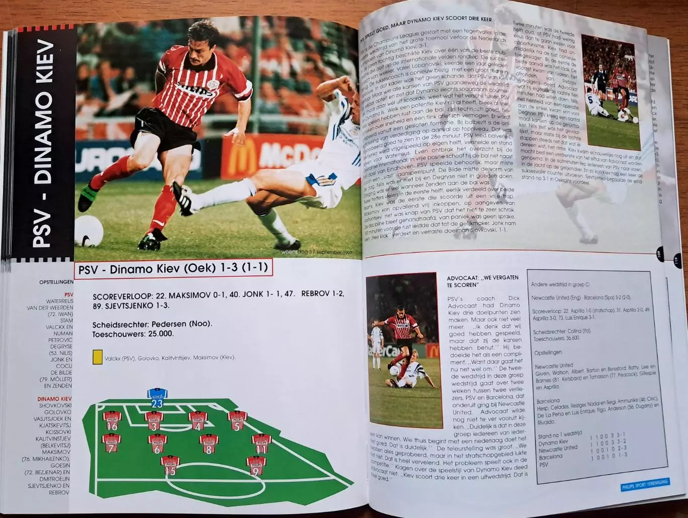 Футбол. Ежегодник ПСВ Эйндховен. Сезон-1997/1998. Лига чемпионов. Динамо Киев. 2