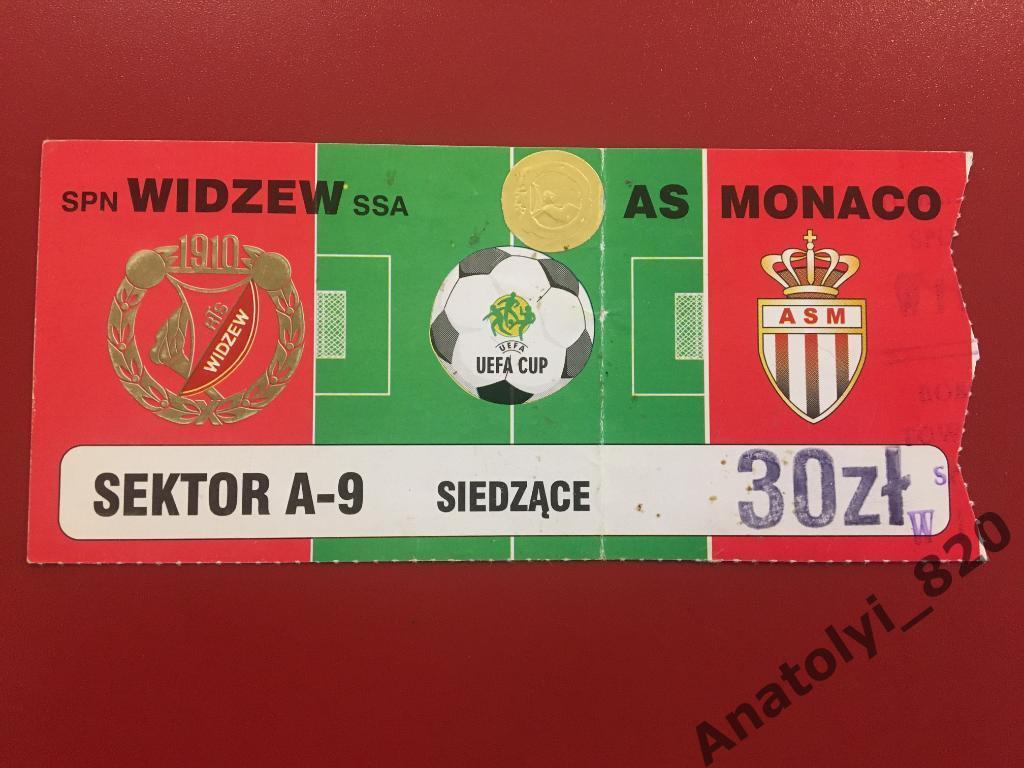 Видзев Польша - Монако Франция 1999 год, кубок УЕФА, билет