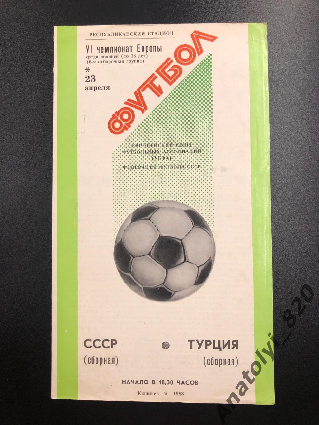 Сборная СССР - сборная Турция, 23.04.1988, юноши