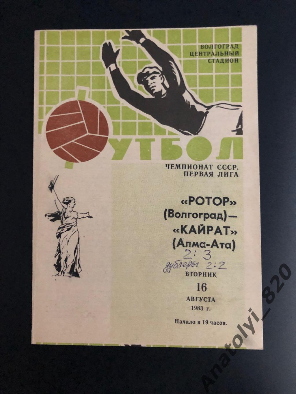 Ротор Волгоград - Кайрат Алма-Ата, 16.08.1983