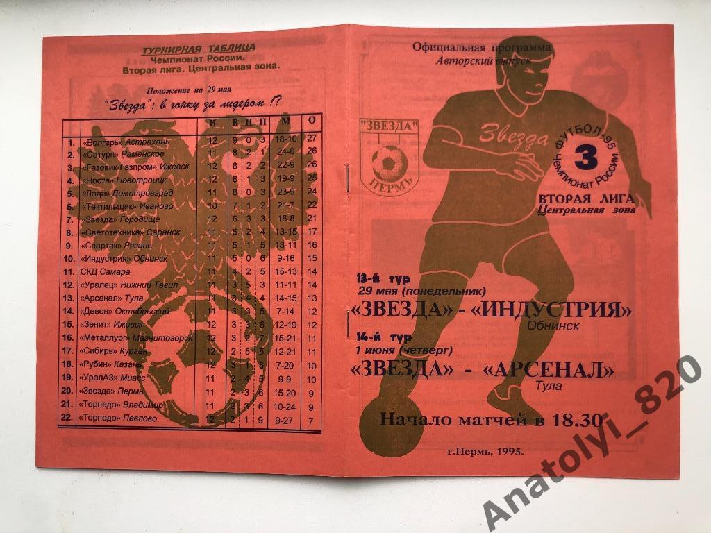Звезда Пермь - Арсенал Тула, Индустрия Обнинск, 1995 год, авторская