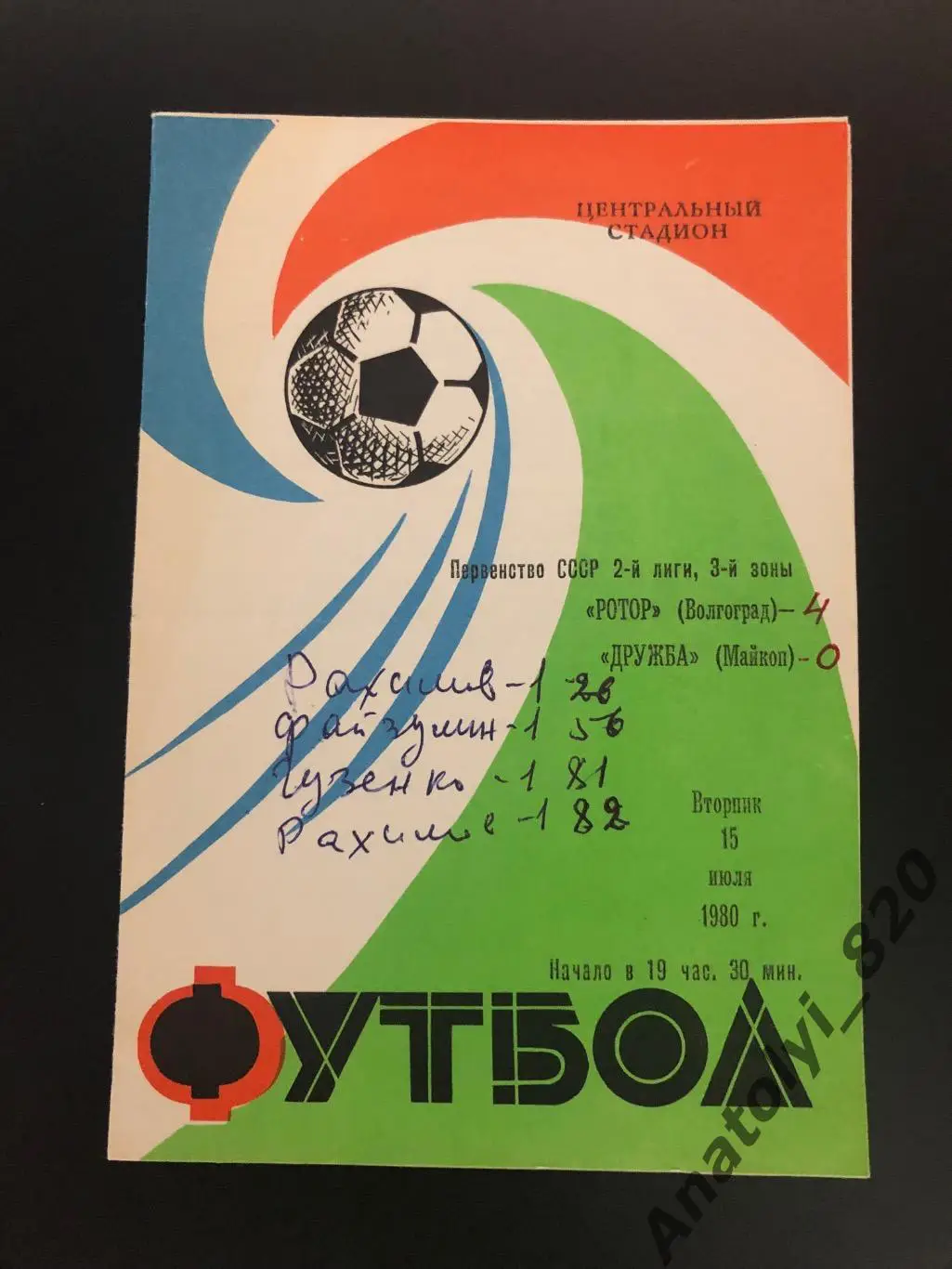 Ротор Волгоград - Дружба Майкоп, 15.07.1980