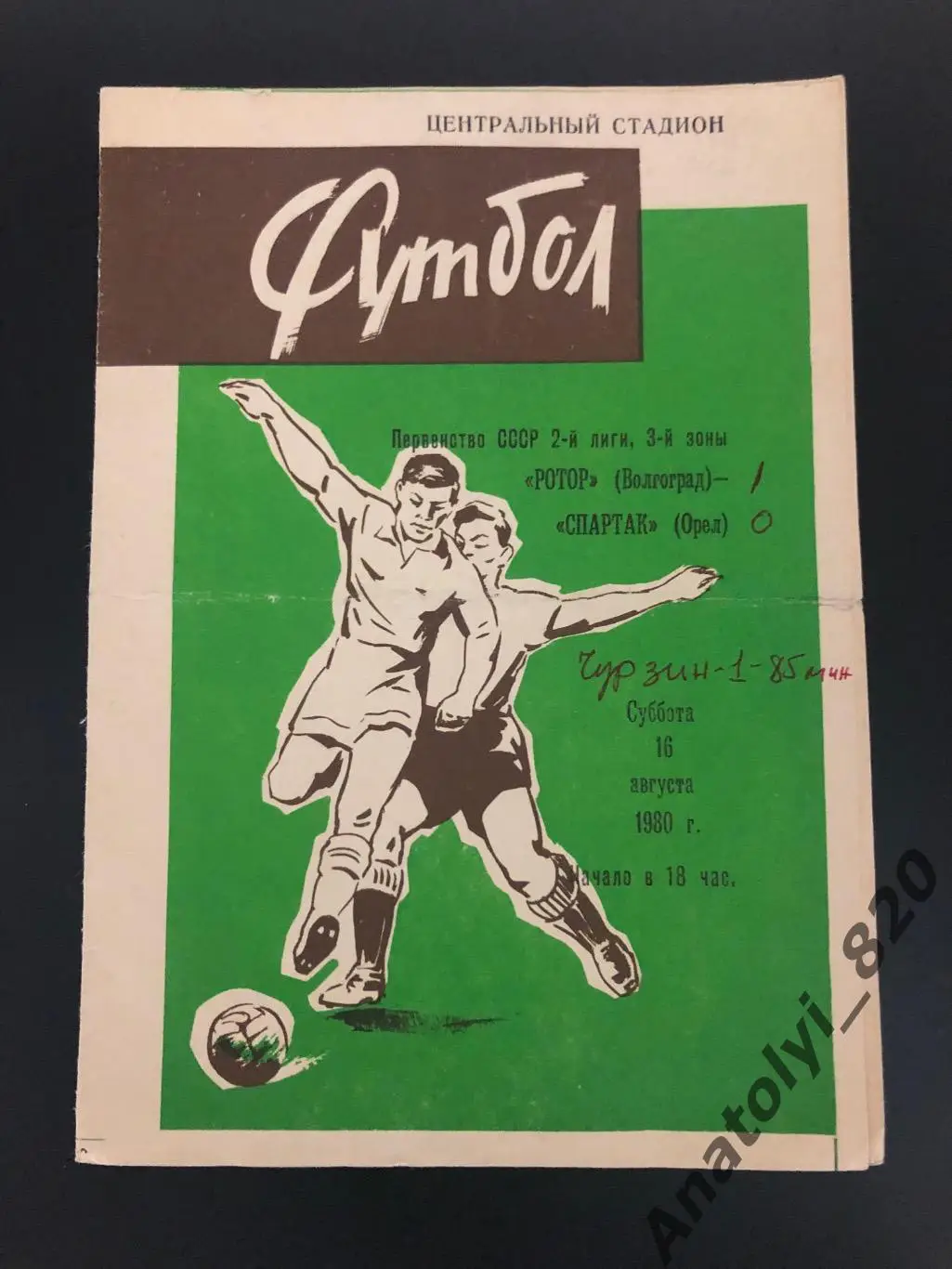 Ротор Волгоград - Спартак Орел, 16.08.1980