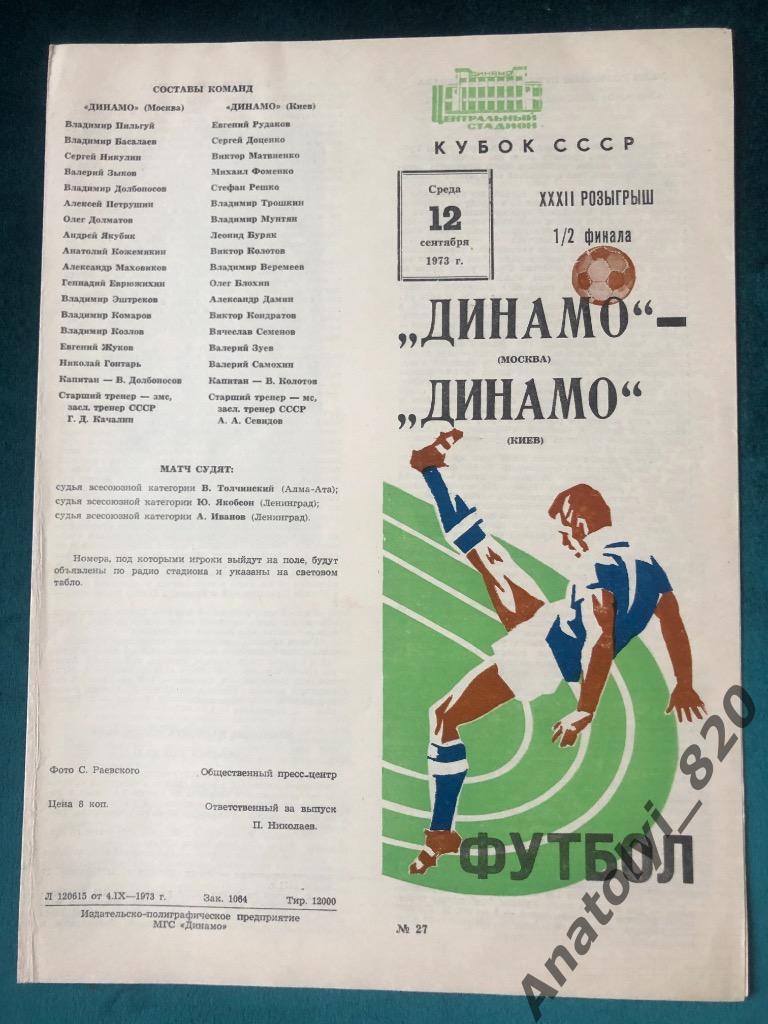 Динамо Москва - Динамо Киев, кубок 1973 год