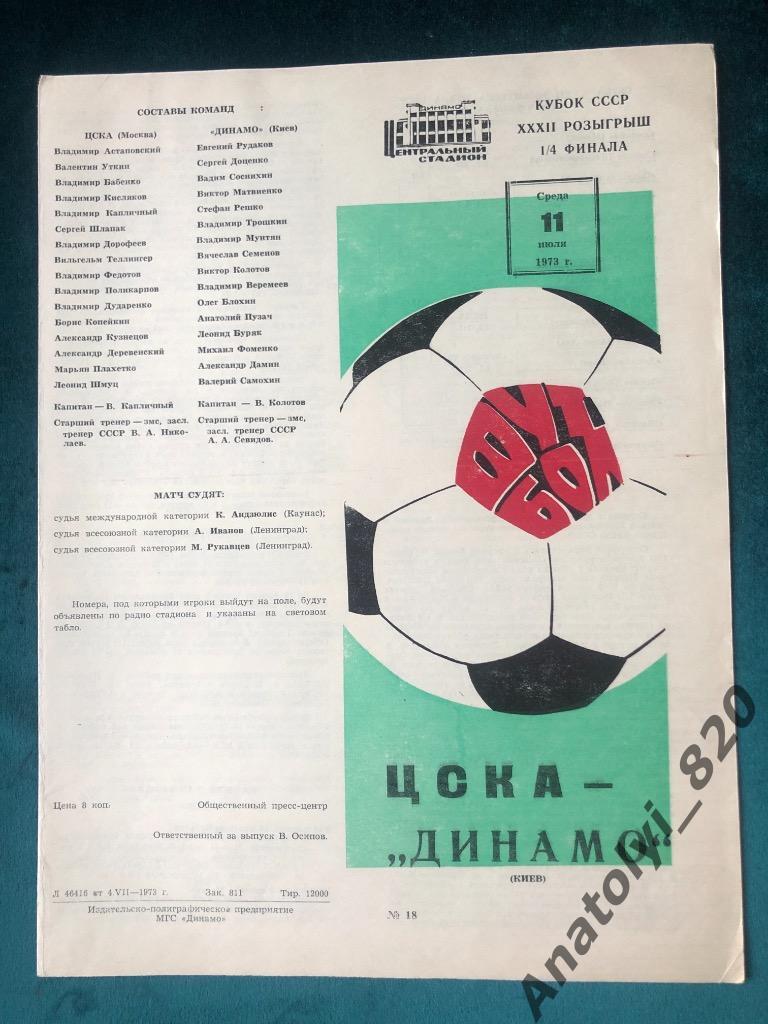 ЦСКА Москва - Динамо Киев, кубок 1973 год