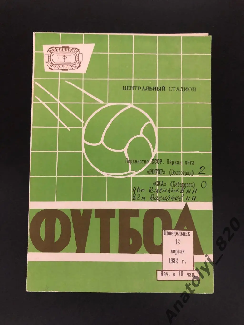 Ротор Волгоград - СКА Хабаровск, 12.04.1982