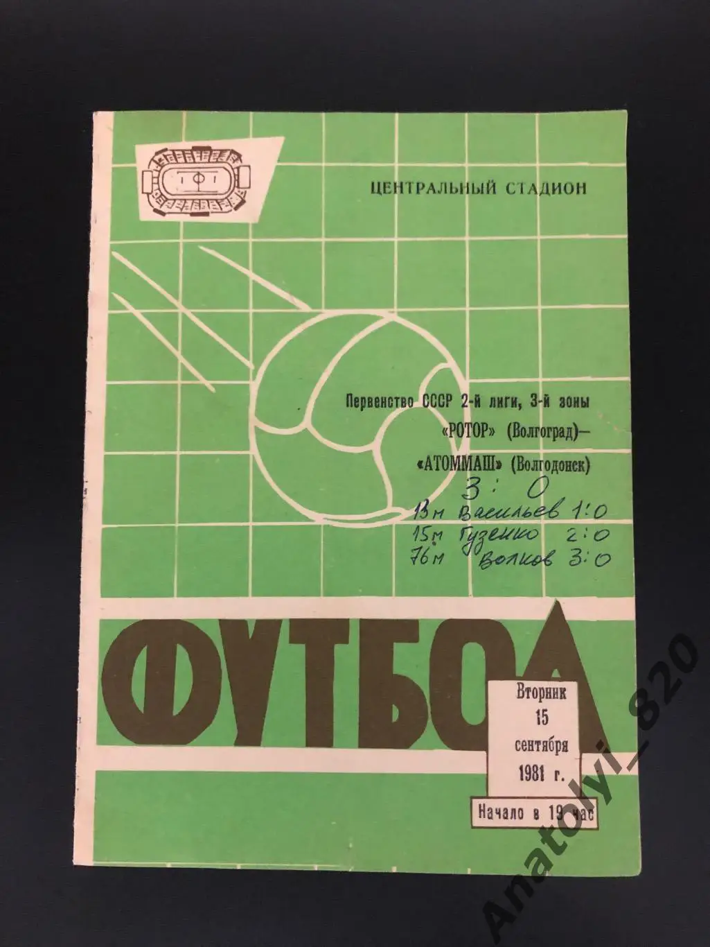 Ротор Волгоград - Атоммаш Волгодонск, 15.09.1981