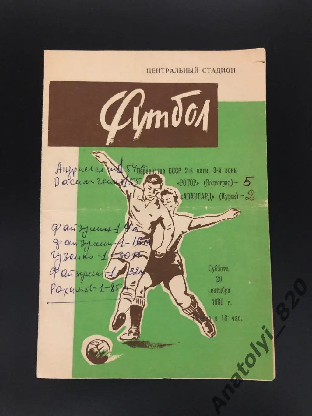 Ротор Волгоград - Авангард Курск, 20.09.1980