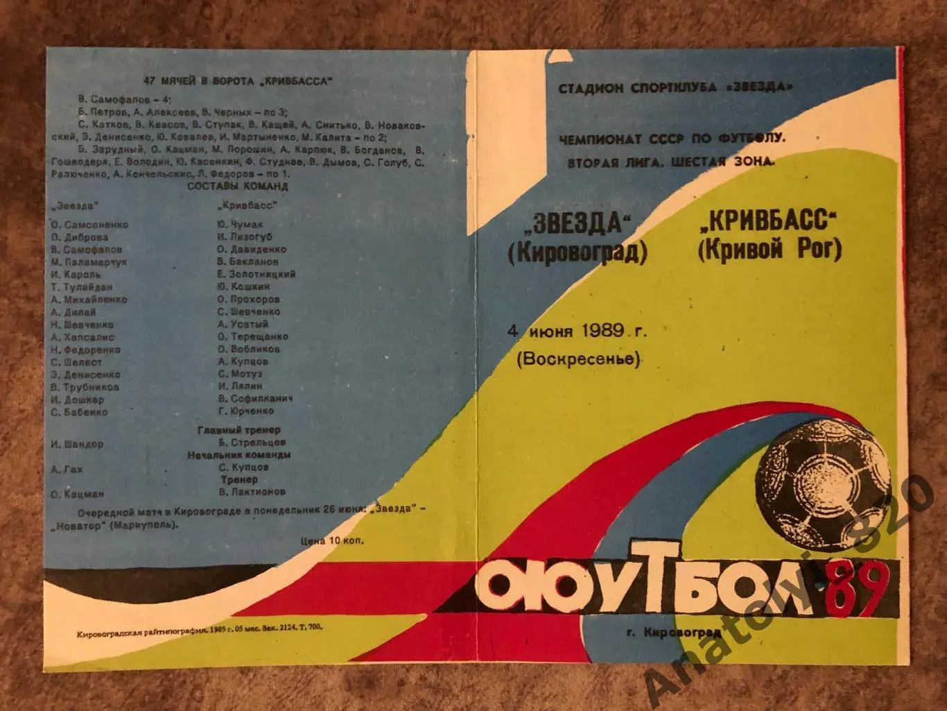 Звезда Кировоград - Кривбасс Кривой Рог, 04.06.1989