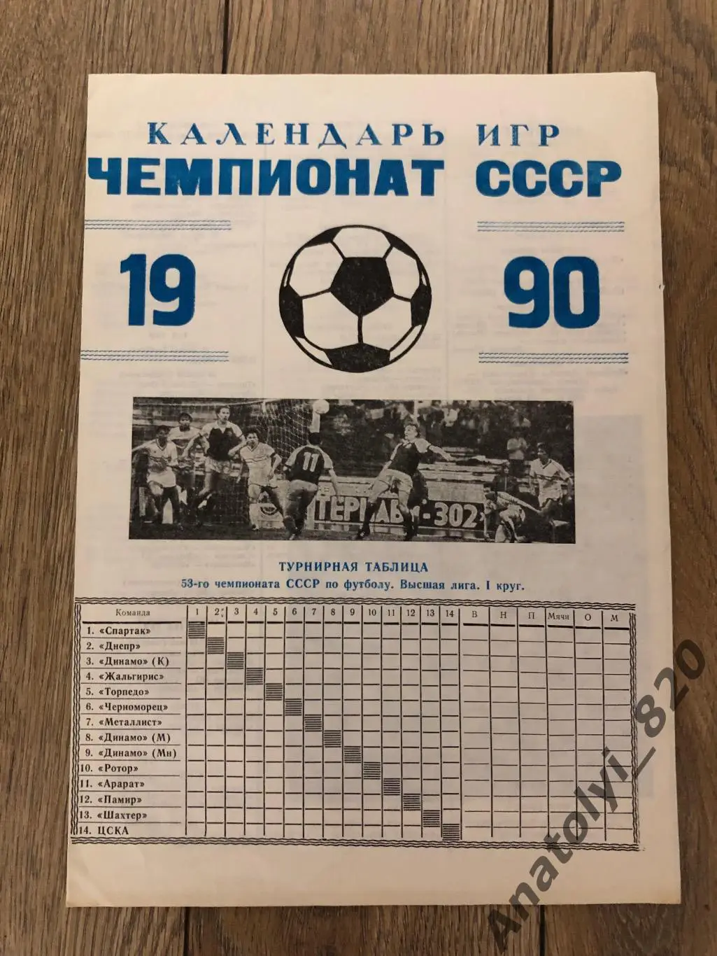 Календарь игр чемпионата СССР по футболу 1990 год