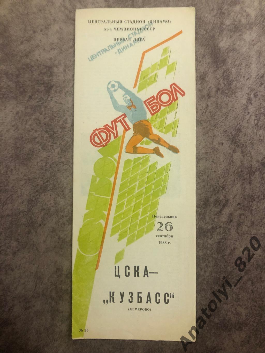 ЦСКА Москва - Кузбасс Кемерово 1988 год