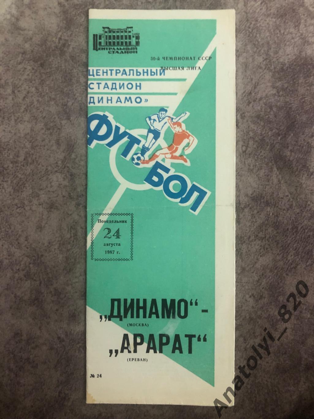 Динамо Москва - Арарат Ереван 1987 год