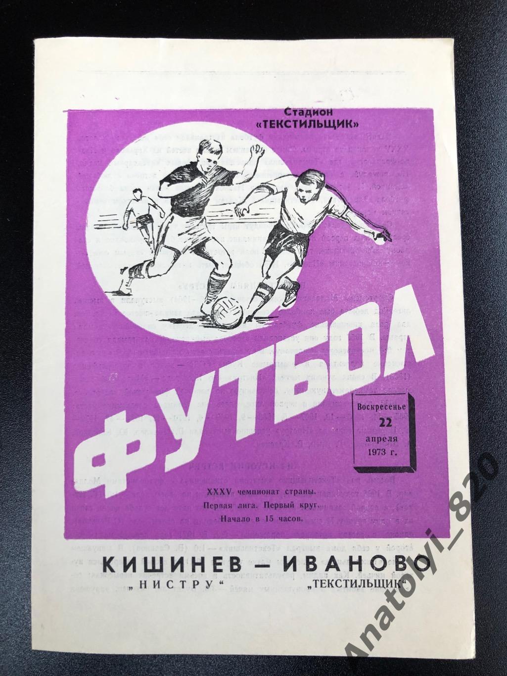 Текстильщик Иваново - Нистру Кишинёв 1973 год
